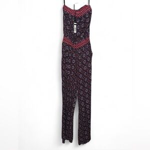 Max Jeans Women's Geometric Jumpsuit - Navy and Red